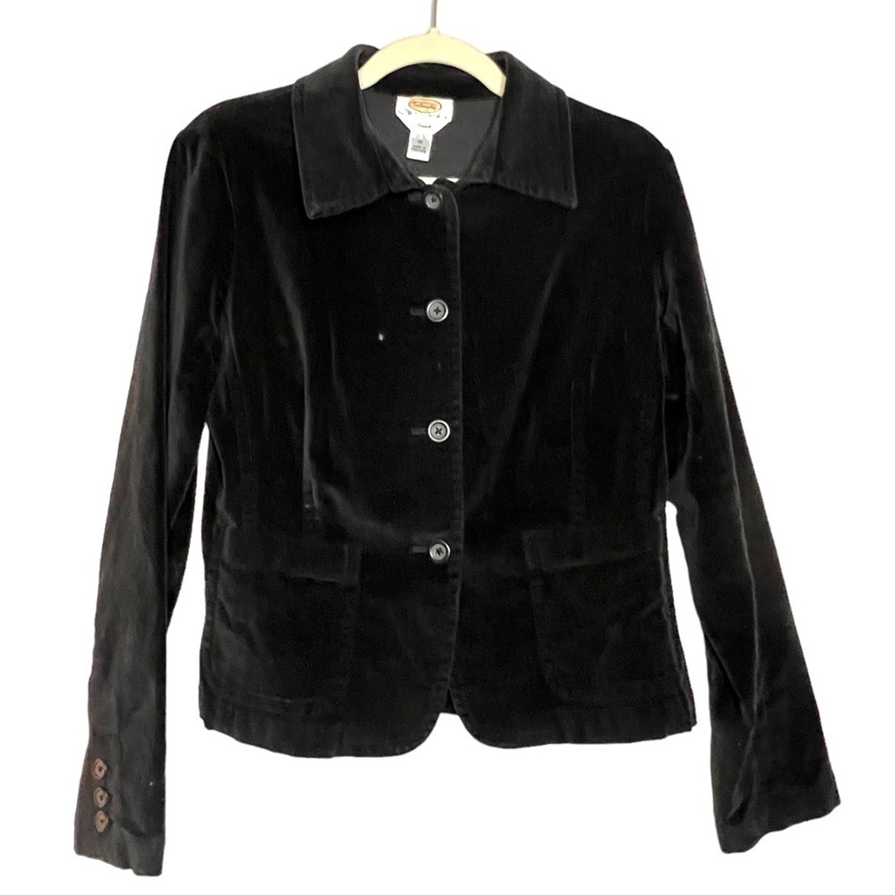 Vintage Y2K Talbots Black Velvet Washable Blazer Size 10